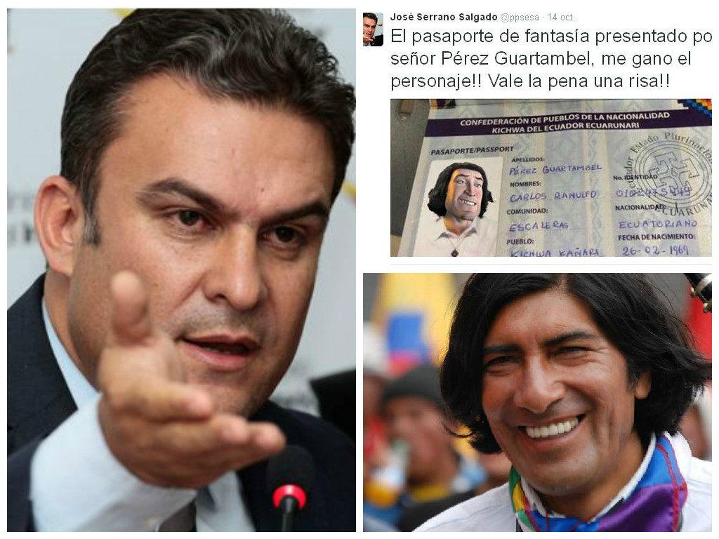 Ministro Serrano se burló de Carlos Pérez Guartambel ministro jose serrano pasaporte indigena carlos perez guartambel