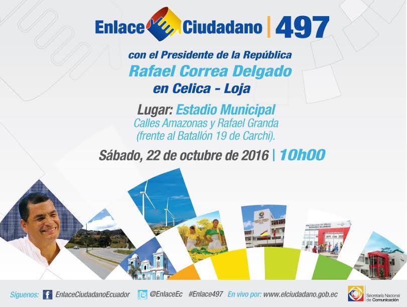 Enlace Ciudadano 497 desde Celica en Loja sabatina de correa de esta semana