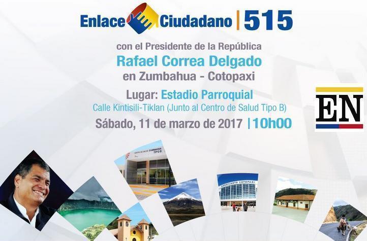 Enlace Ciudadano 515 del sábado 11 marzo 2017 sabatina de correa en vivo de hoy