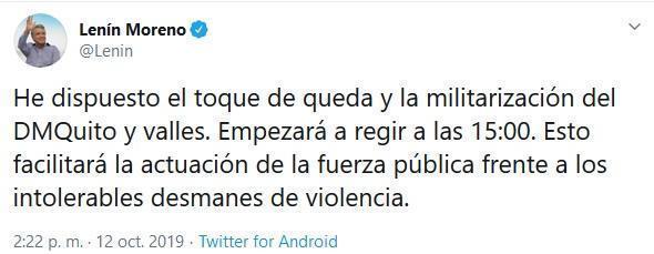 toque de queda en quito