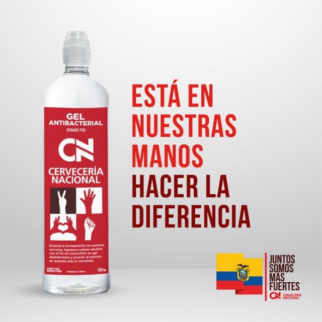 Cervecería Nacional gel antibacterial