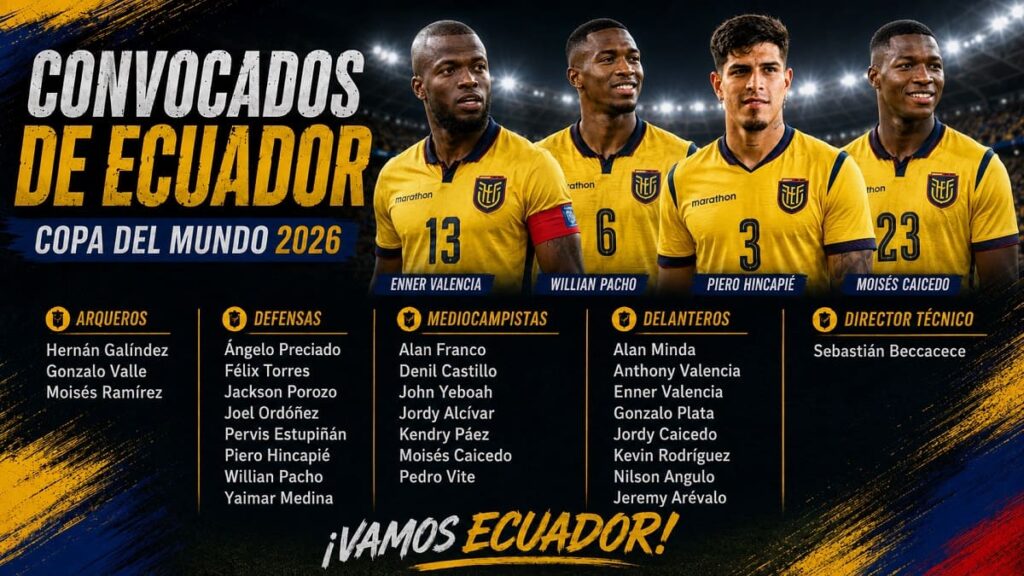 Convocados a la Selección de Ecuador al Mundial 2026