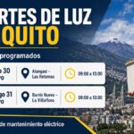 Horarios de cortes de luz en Quito del 30 y 31 mayo 2026