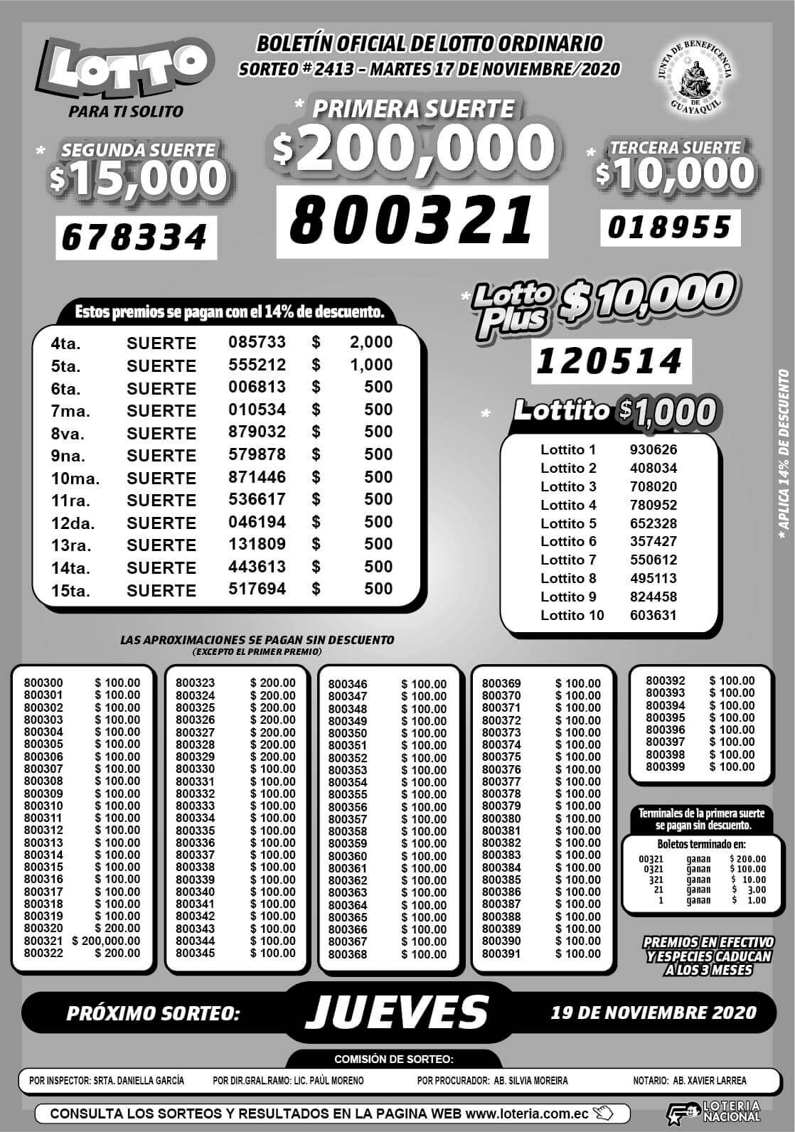 sorteo 2413 lotto