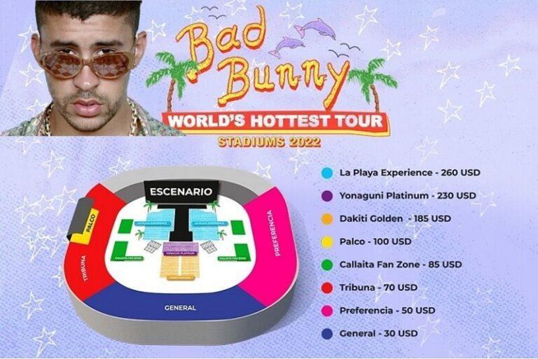 Precio de las entradas al concierto de Bad Bunny en Ecuador