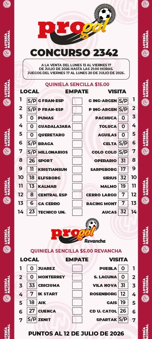 Progol 2342